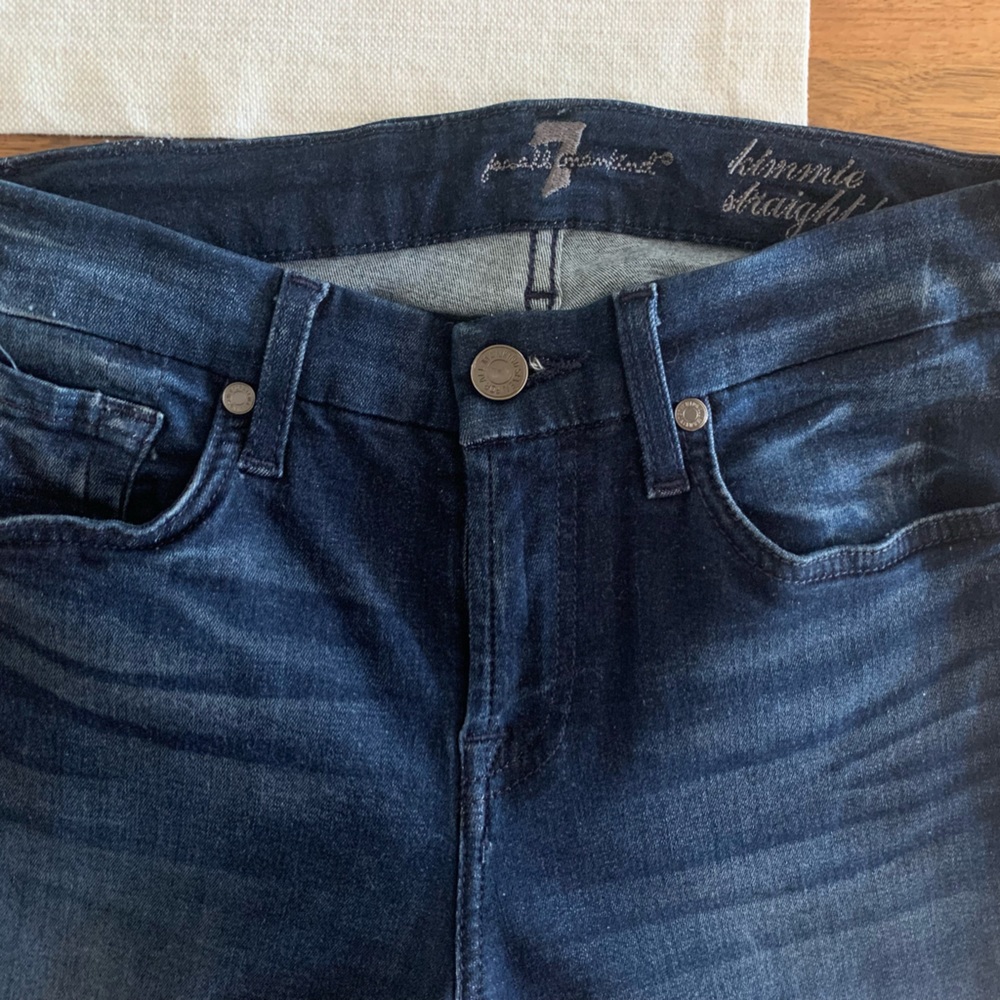 7 for all mankind dark-wash skinny jeans